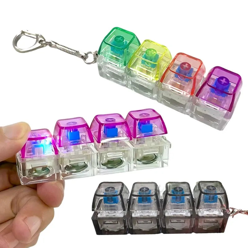 LED Keyboard Keychain Fidget Toy | Crystal Clicker Sensory Stress Relief Gadget