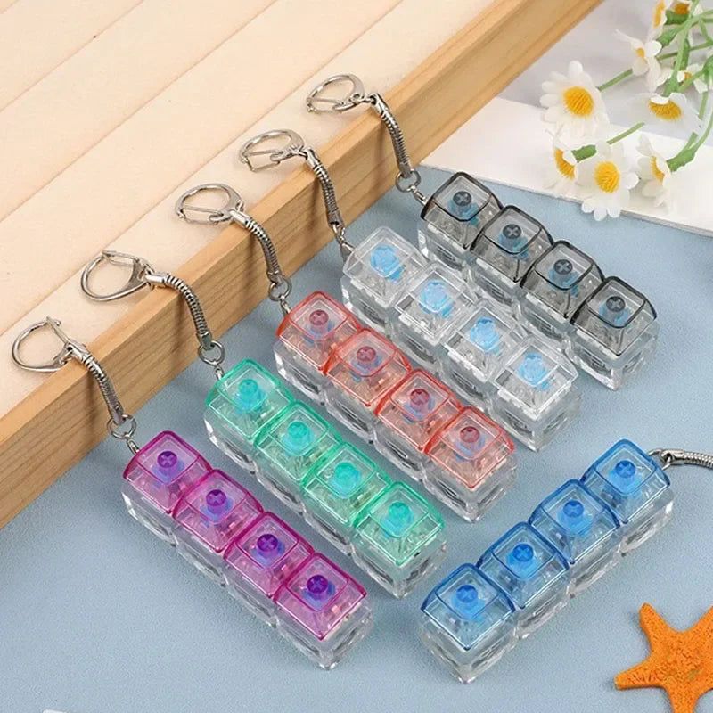 LED Keyboard Keychain Fidget Toy | Crystal Clicker Sensory Stress Relief Gadget